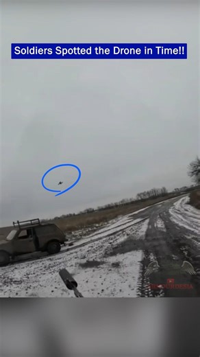 Russian Soldiers Spot FPV Drone Just in Time, Vehicle Hit First
