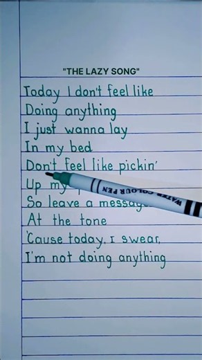 "THE LAZY SONG by Bruno Mars" Hand Written Lyrics Video #brunomars #lyricvideo #handwrittenlyrics