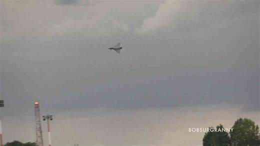 The Second This RAF Typhoon Launches Into A Dark, Stormy Sky