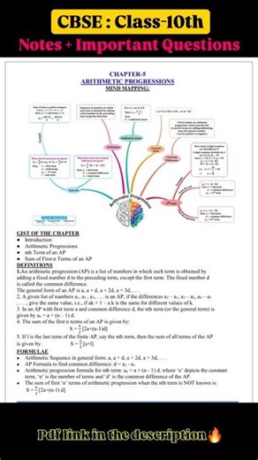 Class 10 Maths Chapter 5 | Arithmetic Progressions | Complete Notes & Questions | CBSE 2026 #maths