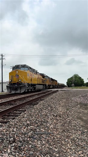 MILITARY TRAIN! 🪖 One of the coolest types of trains to catch! UP 5611 leading a military train with all sorts of vehicles and equipment through Alvin. . . . #unionpacific #trains #military #railway #fyp