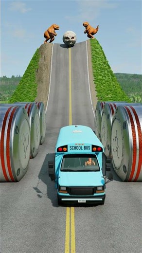 Colourful School Bus vs Hydraulic Crush - BeamNG.drive