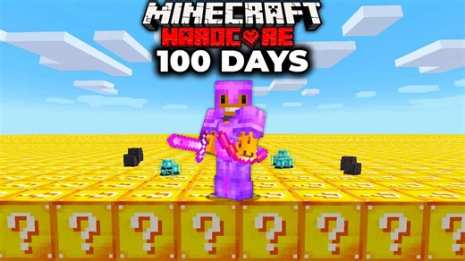 I survived 100 days in a LUCKY BLOCK SUPERFLAT world in hardcore Minecraft... Here's what happened