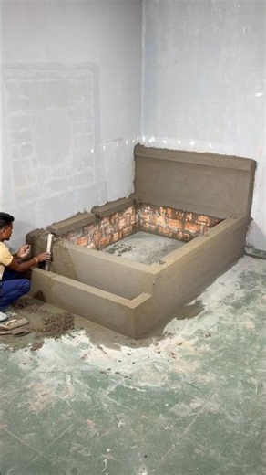Exposed DIY cement bed 🛌 Bricks #shorts #cementbed #viral