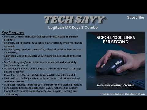 Logitech MX Keys S Combo /Best Wireless Keyboard & Mouse for Productivity (Mac, Windows, Linux)