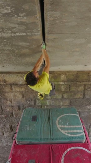 The van is the bouldering mat