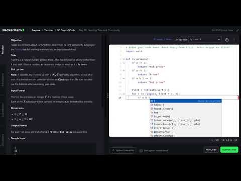 HackerRank Python 30 Days of Code - Day 25: Running Time and Complexity
