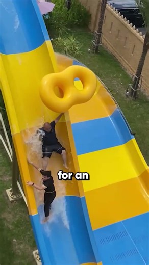When the water slide has other plans 😂 💦