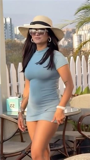 Light Blue Mini Dress + Sun Hat Street Style ☀️ Chic Summer City Outfit #fashion #summeroutfit