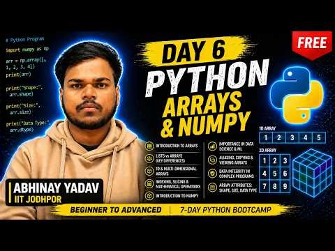 Day 6: Python Arrays vs Lists (Watch at 1.5 X)