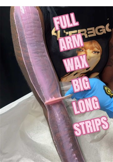 Full arm wax with Pink Bushbeads by @Bushbalm Professionals 🩷 Love the before and after and the difference a wax makes to bring those tattoos and skin back to life! 😍 #fyp #wax #waxing #waxtok #esthetician