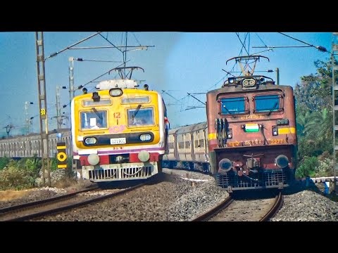 🚇 Dangerous 90° Curve! Indian Railways Local Meets Express Train at High Speed