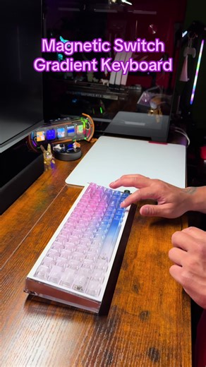 Cheap gaming keyboard with the most insane RGB lights, Hall effect magnetic switches, and beautiful gradient translucent keycaps! 4 colors to pick from on this gaming keyboard from the future! Great gift for cyberpunk lovers who also love to game! #mechanicalkeyboard #keyboardasmr #keyboard #tiktokshopspringglowup #creatorsearchinsights