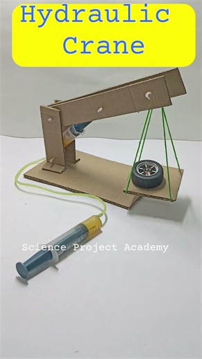 hydraulic crane working model for science exhibition - science project academy - syringes project