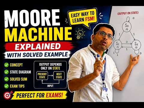 Moore Machine Solved Problem Explained 🔥 | FSM Concepts & State Diagram Easy Tutorial