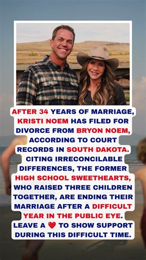 Kristi Noem Files for Divorce After 34 Years Together 💔