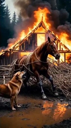HERO DOG SAVES HORSE FROM EXPLODING BARN! 🐕🔥🐎 #shorts
