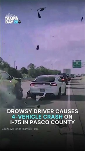 Drowsy driver causes four-vehicle crash on I-75 in Pasco County: FHP