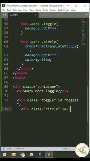 Dark Mode Toggle Animation | HTML CSS JavaScript