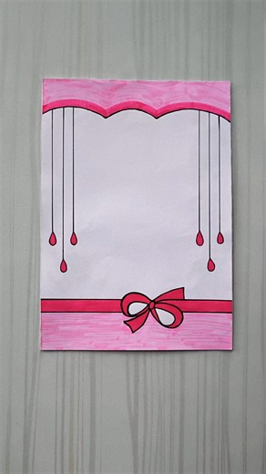 Pink Ribbon Border Design/6 easy border design/Border design/Project/Priyanka Gunwal #shorts