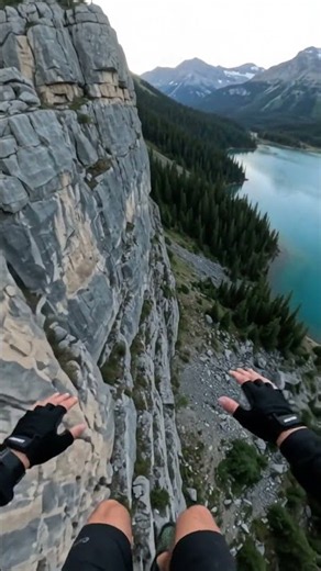Cliff Jumping Into a Glacier Lake in Banff Canadian Rockies