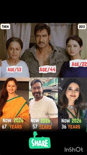 Bollywood Then vs Now 😱 2013 vs 2026 | Ajay Devgn, Tabu & Shriya Saran Age Transformation #Shorts