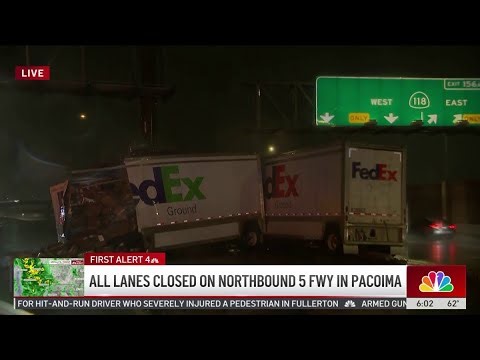 All lanes closed on northbound 5 Freeway in Pacoima