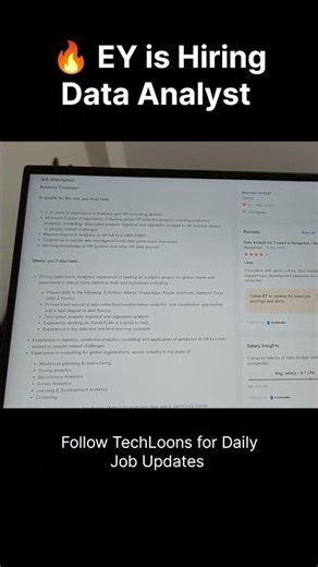📊 Hiring For Data Analytics – EY is Hiring Data Analyst #jobs #ey #hiringalert #shorts