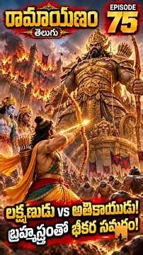 లక్ష్మణుడు vs అతికాయుడు! 🔥 బ్రహ్మాస్త్రంతో భీకర సమరం | రామాయణం EP 75 #ramayan #devotional #viral