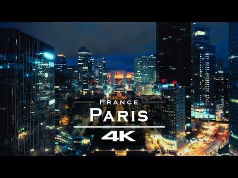 Paris at Night in 4K 🇫🇷 | Stunning Drone Views of La Défense & City Lights
