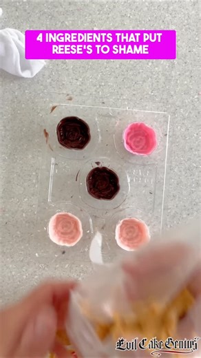 Evil Cake Genius on Instagram: "Linktree in Bio To Shop the Kit for the Complete Free Tutorial & Recipes & for more Fun Valentine's Day Projects! Designer Truffles and Bon Bons Made Simple! These homemade Peanut Butter Cups are the ultimate crowd pleaser for Valentine's Day, showers and wedding favors! OR be super fancy and fill them with our Ganache Truffle Filling, it's just as easy! #evilcakegenius #valentinestreats #diypeanutbuttercups #weddingfavors"