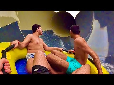 Sliding into the Black Hole Funnel Water Slide at Meryal Waterpark