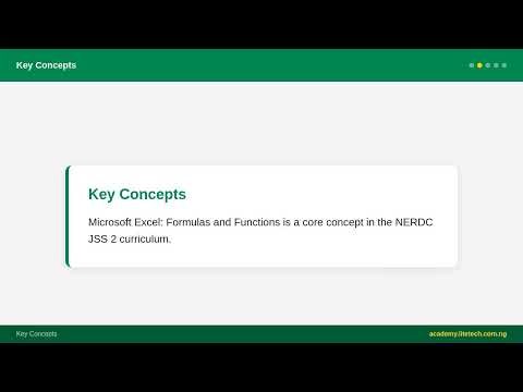 JSS 2 Computer Studies - Microsoft Excel: Formulas and Functions | Nigerian Curriculum