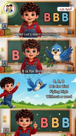 B for Bird 🐦 | Learn Letter B with a Fun ABC Song | تعلم حرف B بالإنجليزية للأطفال #Shorts