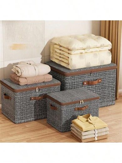 Foldable & Portable Storage Box, Dust-Proof Clothes & Quilt Organizer, Spring-Loaded Home Storage Container - Convenient & Space-Saving, Suitable For Bedding, Fabrics, Storing Clothes & Quilts In Spring, Outdoor Yard Storage, Back To School Season (Slight Color Transfer & Printing May Occur Due To Textile Material But Won't Affect Usage),Gifts For Women,Christmas Gifts,Gift Ideas For Women,Room Decor | SHEIN