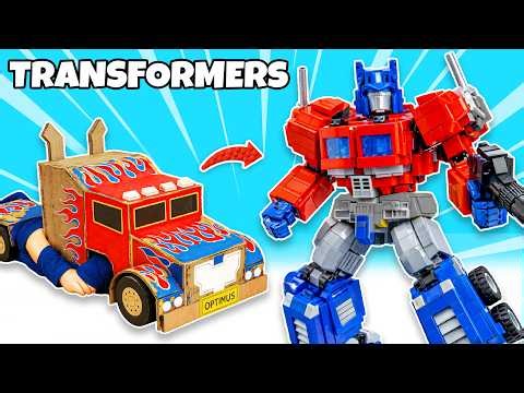 LEGO TRANSFORMER vs CARDBOARD: I Built Optimus Prime Evolution! | Bricks UP