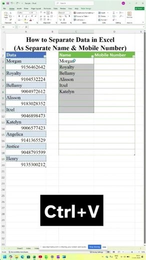 how to separate data in Excel, how to separate text and numbers in Excel