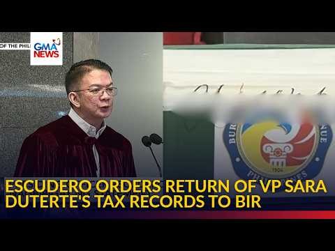 Escudero orders return of VP Sara Duterte's tax records to BIR | GMA News