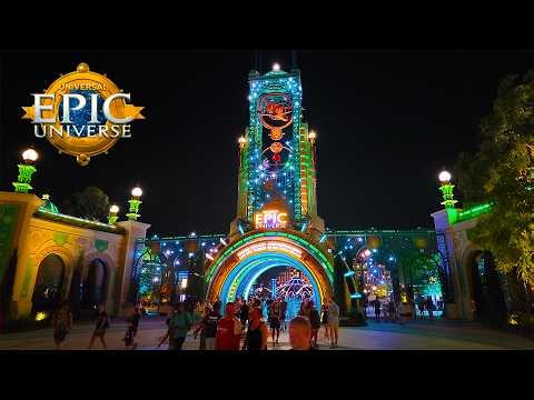 Epic Universe at Night Walkthrough - Universal Studios Theme Park in Orlando, Florida [4K POV]