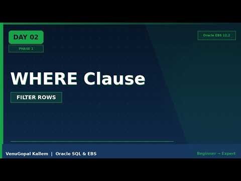 Oracle SQL Tutorial Day 02 WHERE Clause Telugu + EBS Demo
