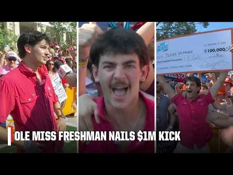 Ole Miss freshman who NEVER kicked a football wins $1M?! 🤯🔥 | College GameDay
