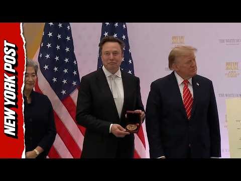 Elon Musk Can't Hide His Cheeky Grin as Trump Presents Prestigious Award