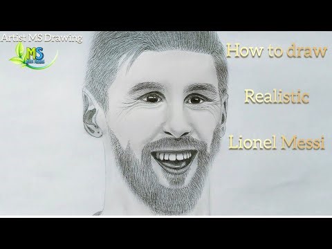 How To Draw a Realistic Lionel Messi // Messi's Smiling face Drawing Tutorial (Step by step)