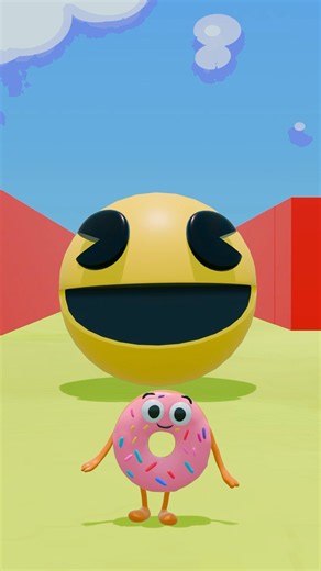 🍩 Pacman’s Color Changes After Eating a Donut! 😱 #Pacman #Donut #3DAnimation #shorts