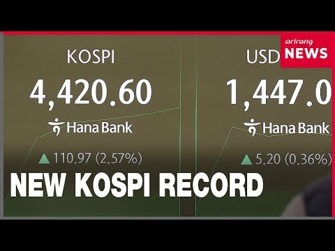 KOSPI hits 4,400 for first time during trading on Mon.