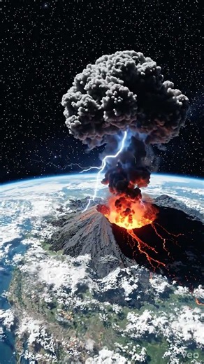 Volcano erupting seen from space #space #volcano