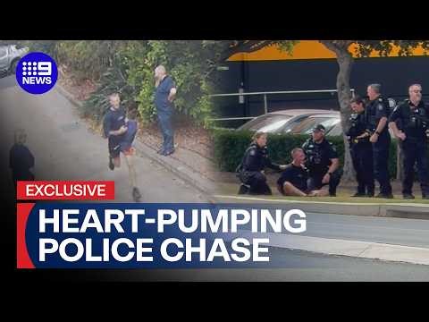 EXCLUSIVE: Alleged bank robbery sparks heart-pumping police chase | 9 News Australia