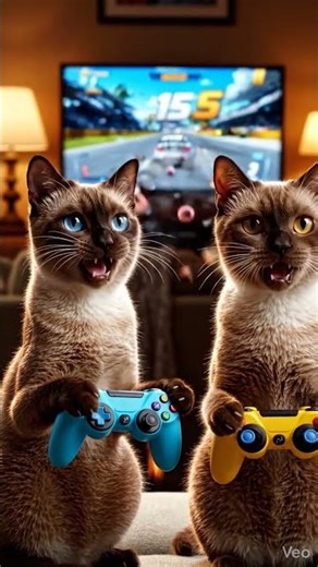 cats are playing video game #funny #gameplay #viralshort #french