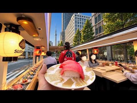 Riding the World's First Conveyor Belt Sushi Bus! | 🇯🇵 SUSHI BUS