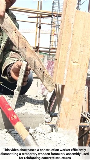 Removing Square Timber Framework from a Concrete Construction Site